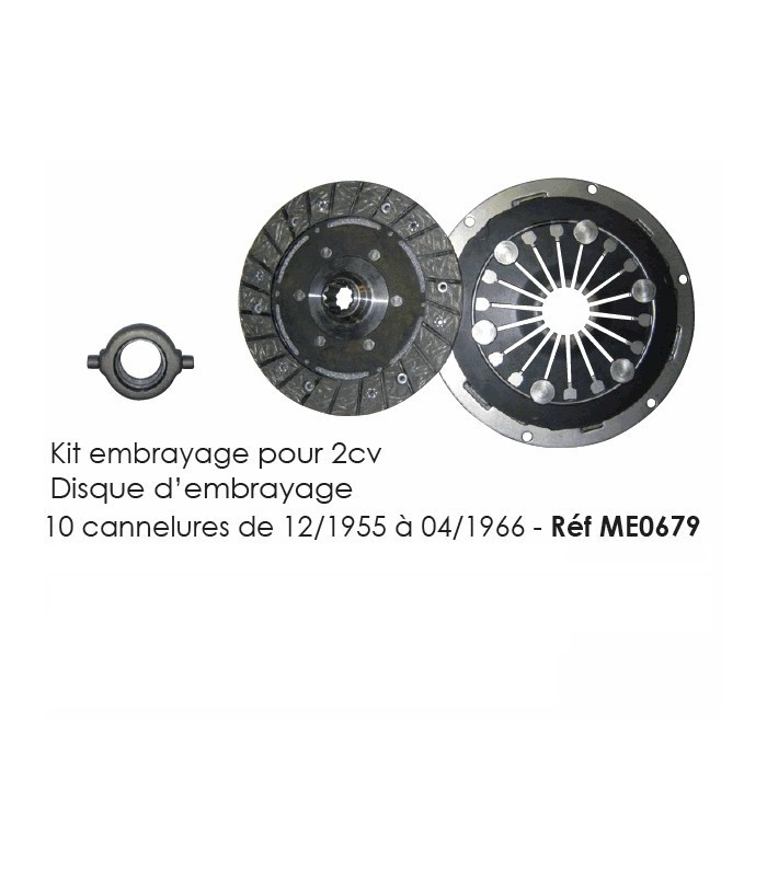 Kit embrayage - Disque d’embrayage 10 canelures pour 2cv de 12/1955 à 04/1966 Kit embrayage - Disque d’embrayage 10 canelures pour 2cv de 12/1955 à 04/1966