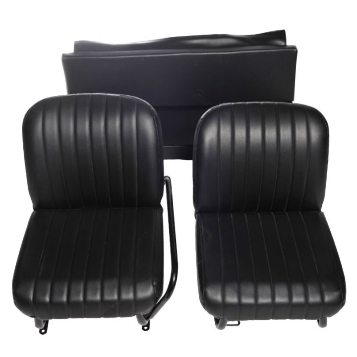 LOT DE 2 GARNITURES DE SIÈGE POUR MÉHARI AVANT ET BANQUETTE ARRIÈRE EN SKAÏ NOIR