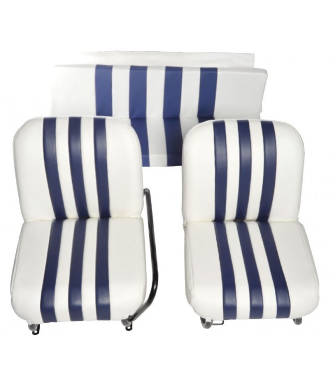 Lot de 2 garnitures de sièges AV + banquette ARR Blanc/Bleu
