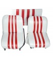 LOT DE 2 SIÈGES AVANT ET BANQUETTE ARRIÈRE EN SKAÏ BLANC ET ROUGE POUR MÉHARI