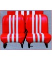 LOT DE 2 SIÈGES AVANT ET BANQUETTE ARRIÈRE EN SKAÏ ROUGE ET BLANC POUR MÉHARI