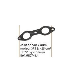 Joint echap/admi pour moteur 375 et 425 cm3 12CV,Pipe 3 trous