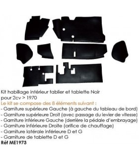 Kit habillage interieur  et tablette noir pour 2cv superieur 1970