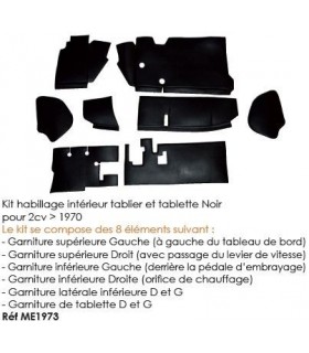 Kit habillage interieur et tablette noir pour 2cv superieur 1970