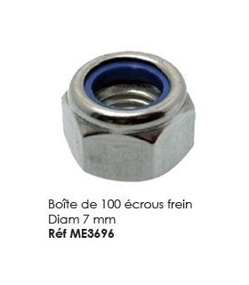 Boite de 100 ecrous frein Diam 7mm