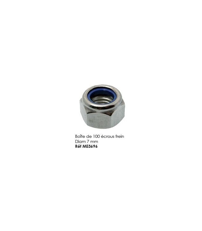 Boite de 100 ecrous frein Diam 7mm