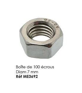 Boite de 100 ecrous Diam 7mm