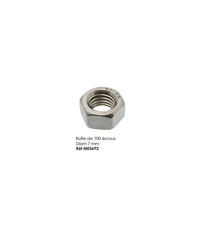 Boite de 100 ecrous Diam 7mm