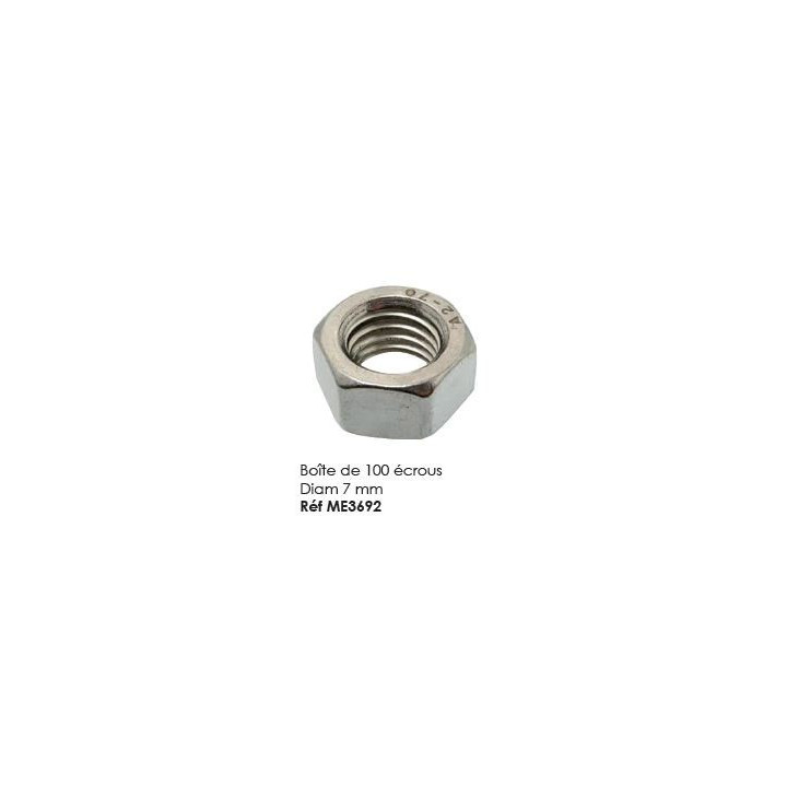 Boite de 100 ecrous Diam 7mm
