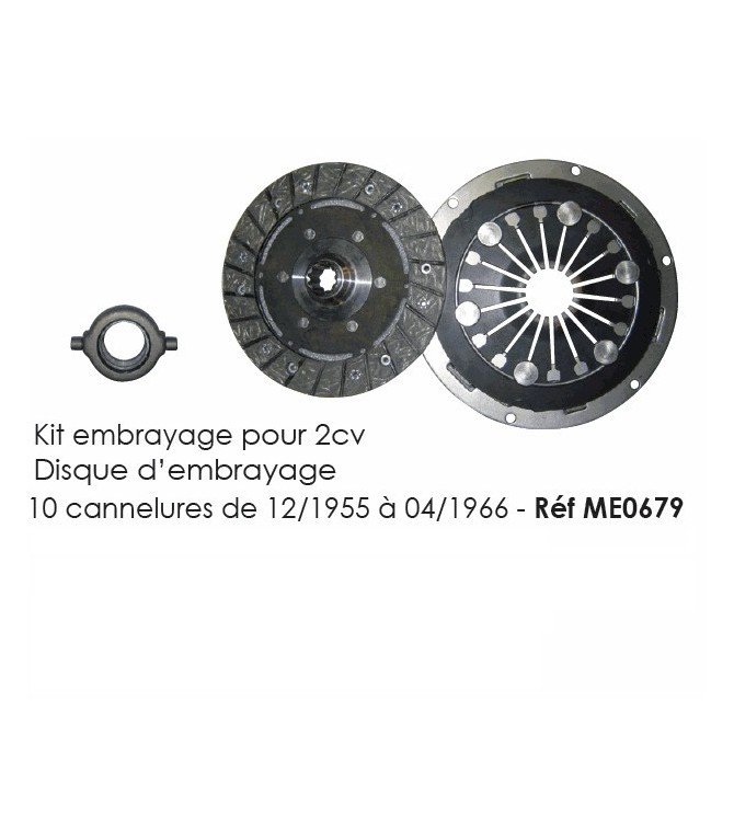 Kit embrayage - Disque d’embrayage 10 canelures pour 2cv de 12/1955 à 04/1966