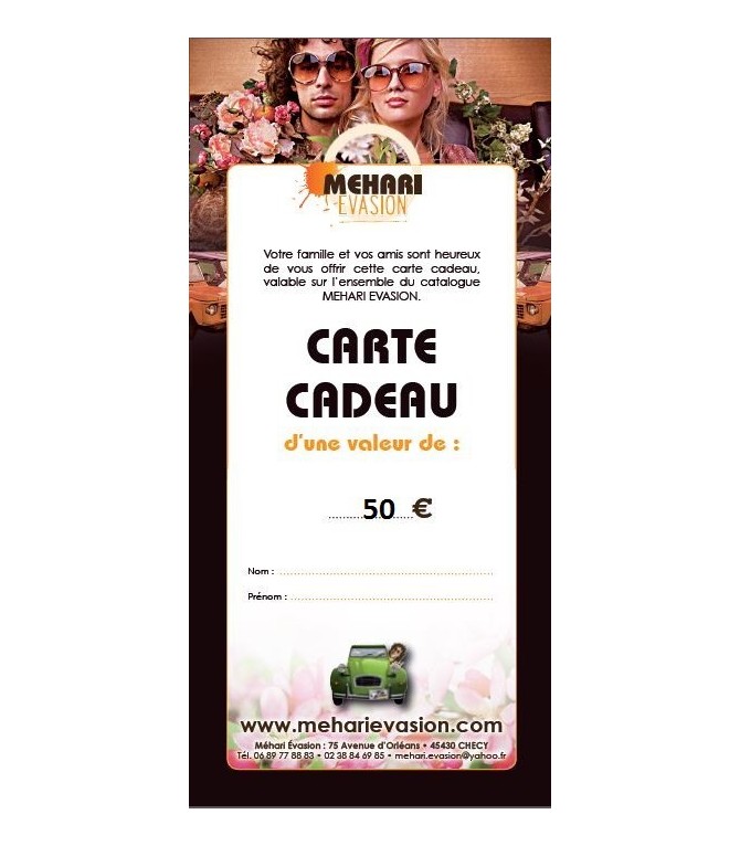 BON CADEAU DE 50€ VALABLE 1 AN