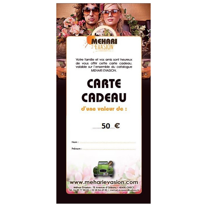 BON CADEAU DE 50€ VALABLE 1 AN