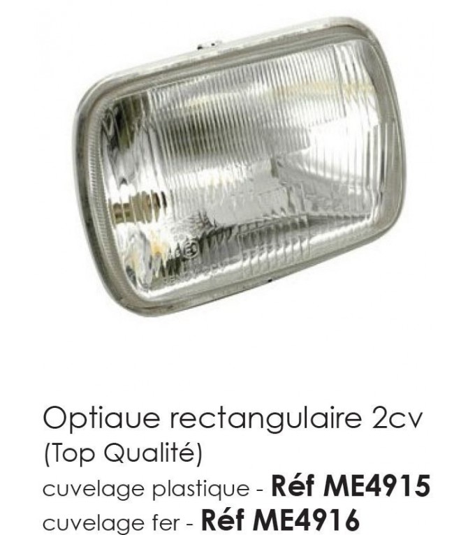 OPTIQUE RECTANGULAIRE 2CV POUR CUVELAGE FER