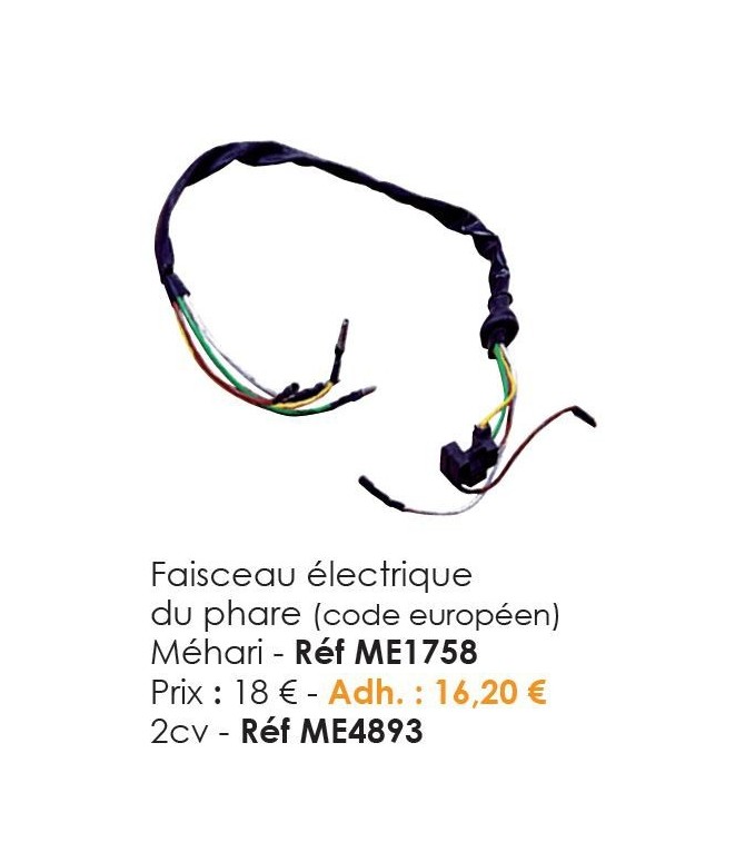 FAISCEAU ELECTRIQUE DE PHARE POUR 2CV6