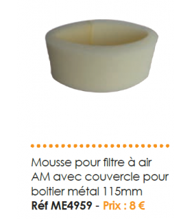 MOUSSE POUR FILTRE A AIR BOITIER METAL 115MM 2CV ET MEHARI