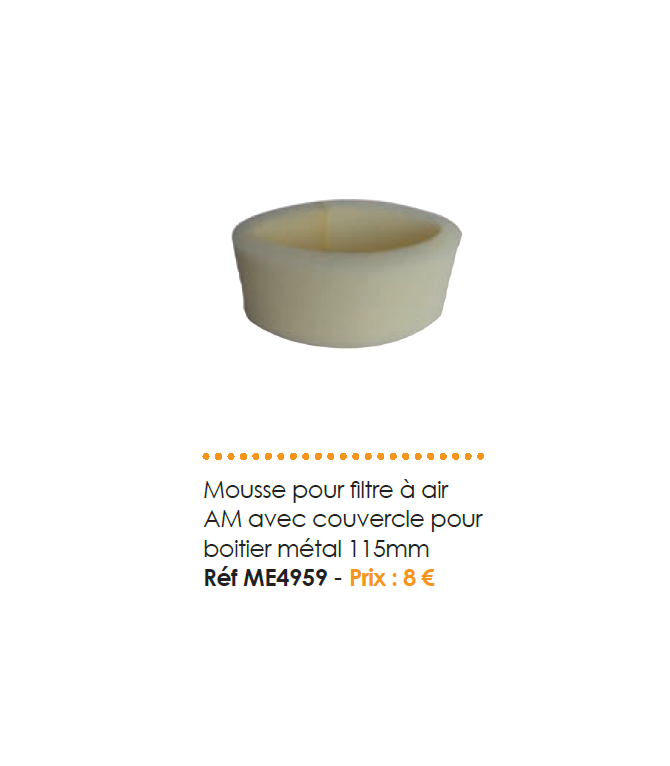MOUSSE POUR FILTRE A AIR BOITIER METAL 115MM 2CV ET MEHARI