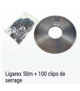 LIGAREX ROULEAU DE 50M + 100 CLIPS DE SERRAGE