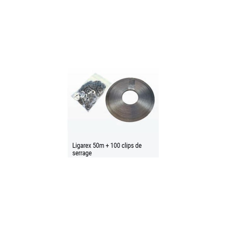 LIGAREX ROULEAU DE 50M + 100 CLIPS DE SERRAGE