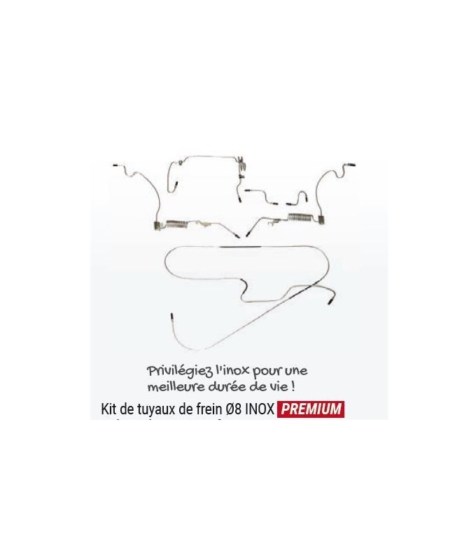 KIT COMPLET DE TUYAU DE FREIN INOX POUR BOITE A TAMBOUR DIAM 8 LOOKEED