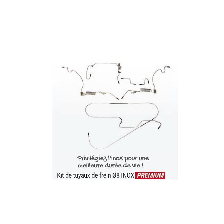 KIT COMPLET DE TUYAU DE FREIN INOX POUR BOITE A DISQUE DIAM 8 LHM