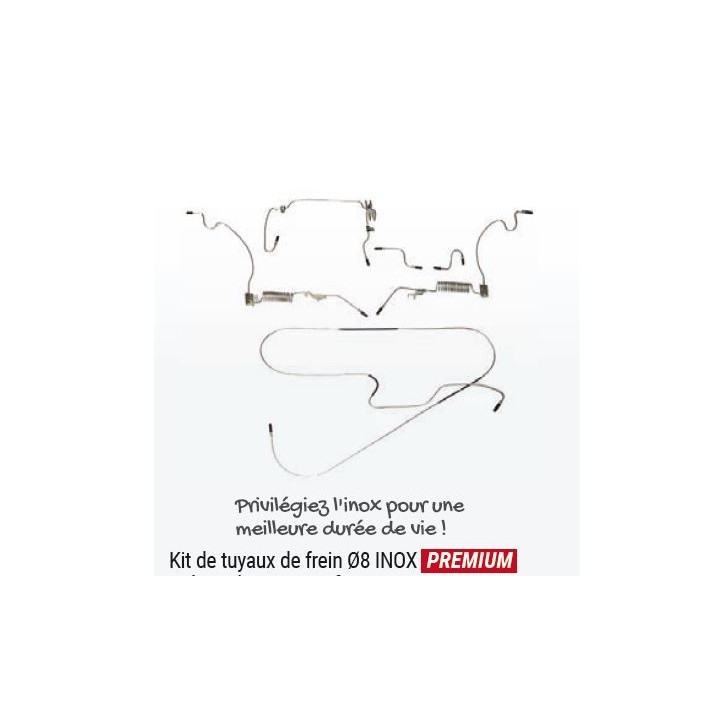 KIT COMPLET DE TUYAU DE FREIN INOX POUR BOITE A TAMBOUR DIAM 8 LOOKEED 2CV