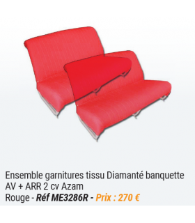 Garnitures de banquettes Avant et Arrière pour 2cv AZAM Rouge