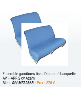 GARNITURES DE BANQUETTES AVANT ET ARRIERE POUR 2CV AZAM