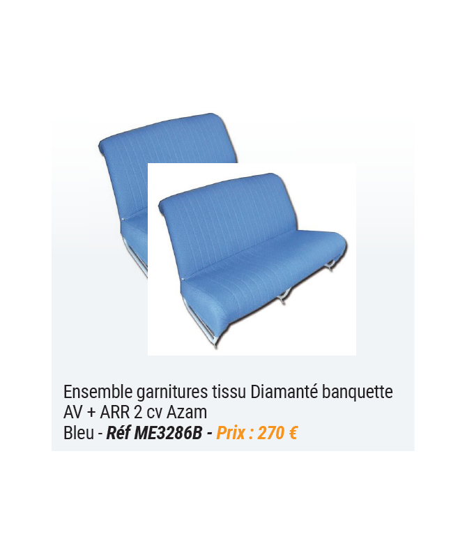 GARNITURES DE BANQUETTES AVANT ET ARRIERE POUR 2CV AZAM