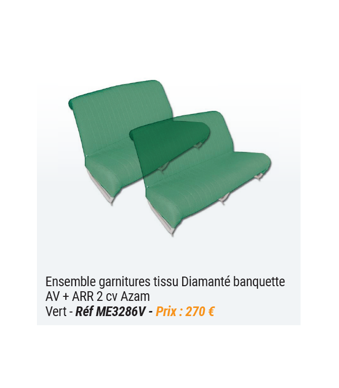 GARNITURES DE BANQUETTES AVANT ET ARRIERE POUR 2CV AZAM