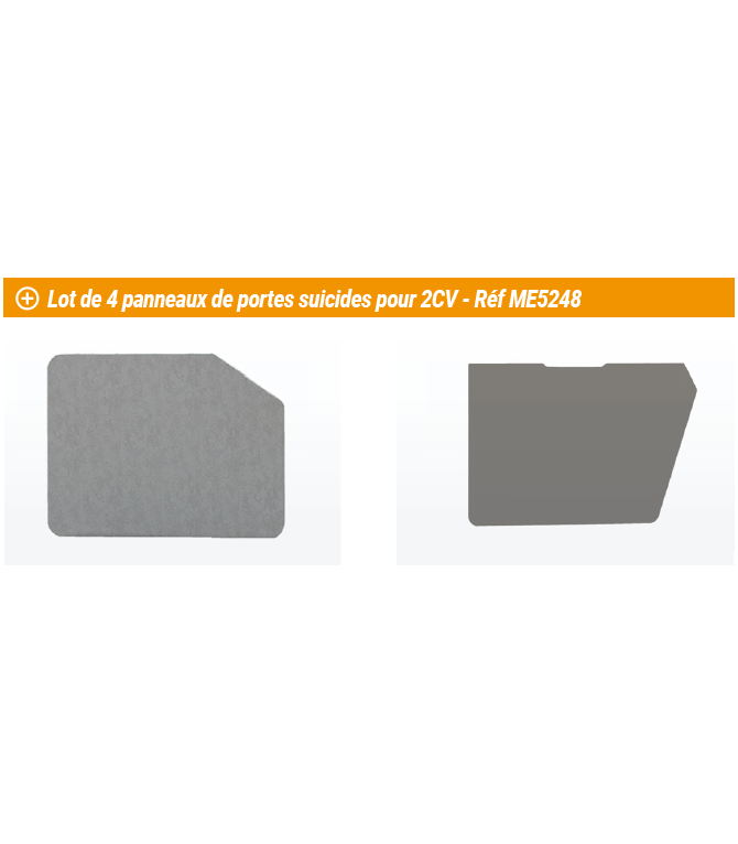 LOT DE 4 PANNEAUX DE PORTE 2CV GRIS MARBRÉ POUR 2CV SUICIDE