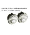 PACK DE 2 BLOCS OPTIQUES COMPLETS H4 AVEC CUVELAGE CHROME POUR 2CV