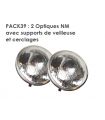 PACK DE 2 OPTIQUES POUR 2CV NOUVEAU MODÈLE AVEC SUPPORTS DE VEILLEUSE ET CERCLAGES