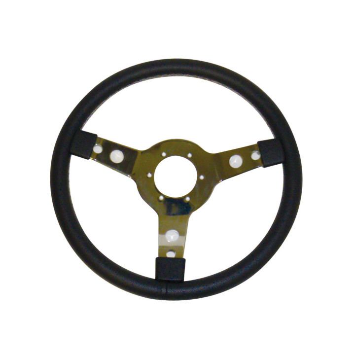 VOLANT SIMILI NOIR BRANCHES CHROMÉES POUR MÉHARI 2CV ET DÉRIVÉS
