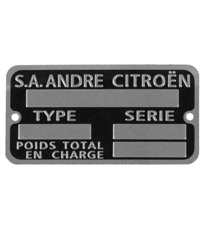 PLAQUE CHÂSSIS VIERGE POUR 2CV AM JUSQU A 1970 QUALITÉ SUPÉRIEURE