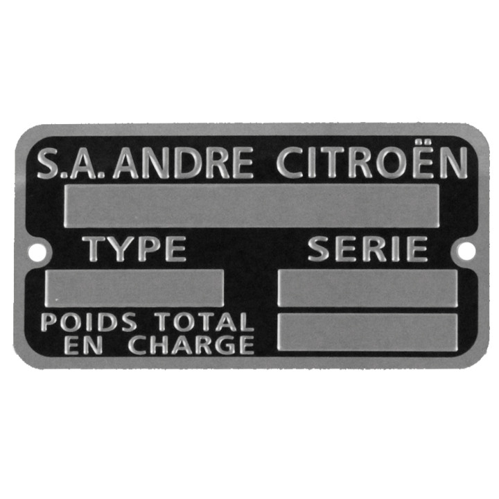 PLAQUE CHÂSSIS VIERGE POUR 2CV AM JUSQU A 1970 QUALITÉ SUPÉRIEURE