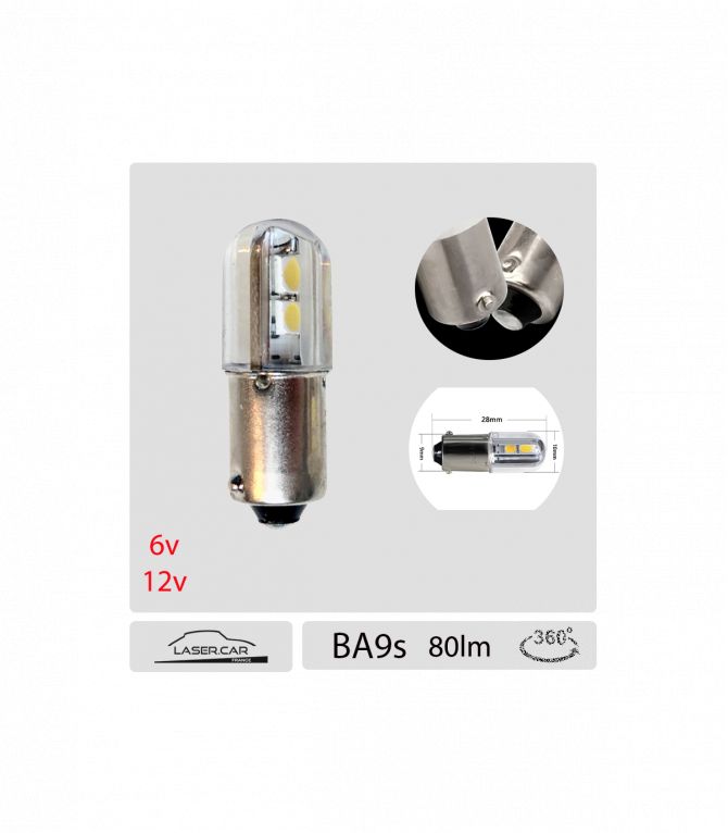 AMPOULE LED VEILLEUSE OU TABLEAU DE BORD BA9S T4W BLANC PUR A L'UNITÉ