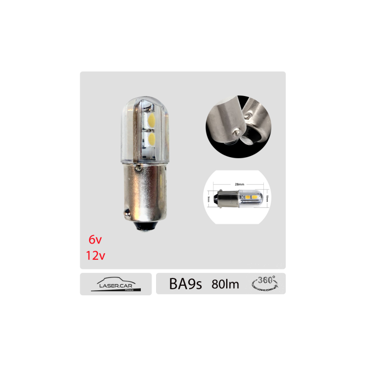 AMPOULE LED VEILLEUSE OU TABLEAU DE BORD BA9S T4W BLANC PUR A L'UNITÉ