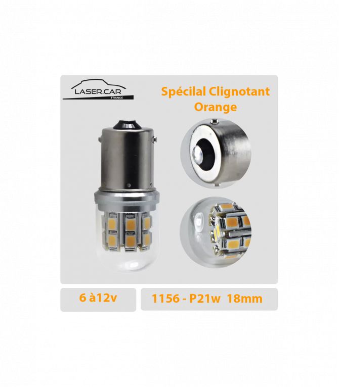 AMPOULE LED BA15S 6V A 12V CLIGNOTANT