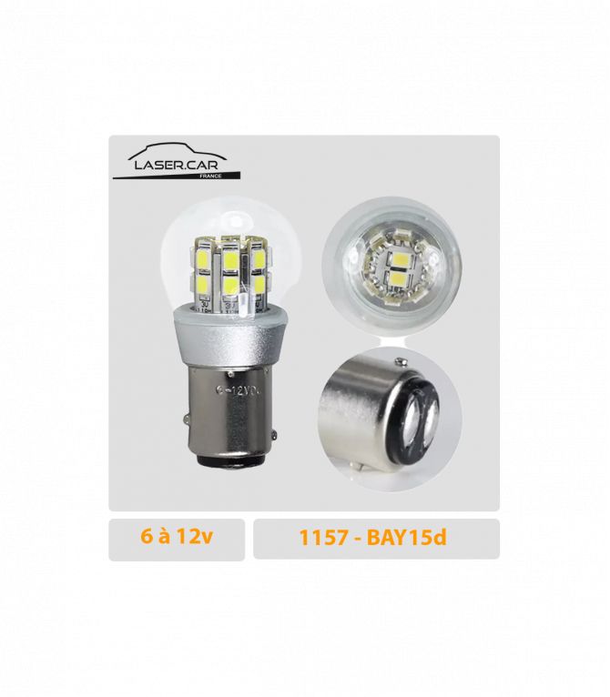 AMPOULE LED P21/5W 6V A 12V STOP ET POSITION