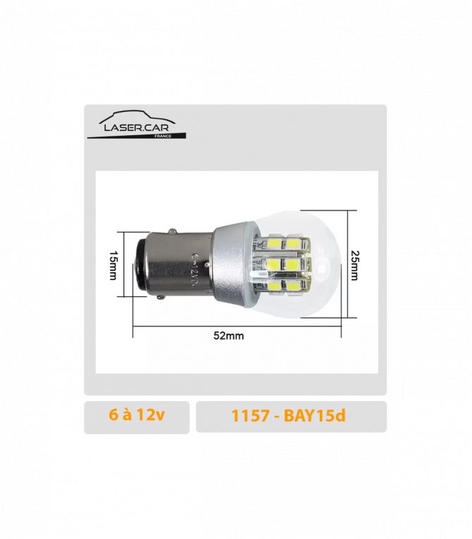 AMPOULE LED P21/5W 6V A 12V STOP ET POSITION