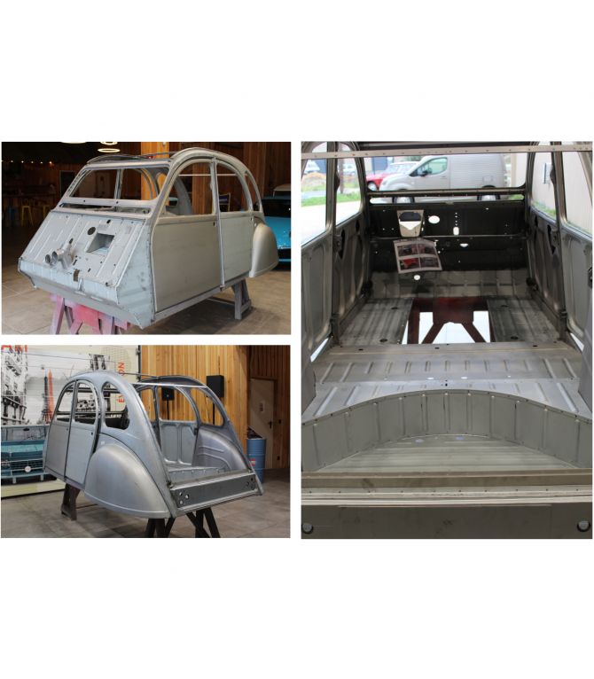 CAISSE DE 2CV NEUVE BRUTE + 4 PORTES + 2 AILES ARRIÈRE