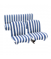 LOT HOUSSES COTON BLANC RAYE BLEU POUR MEHARI 2 AVANT ET 1 ARRIERE
