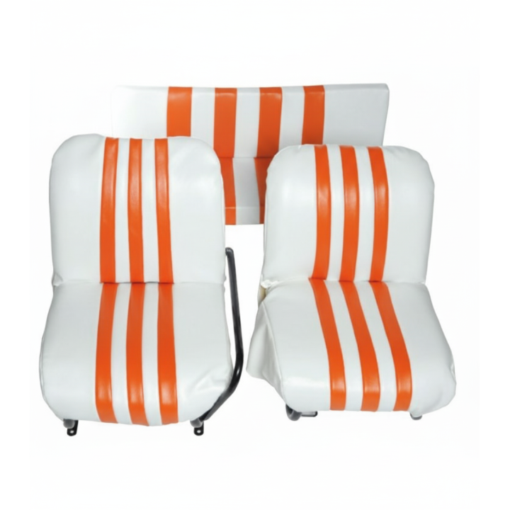 Lot de 2 sièges avant et banquette arrière en skaï blanc et vert pour méhari