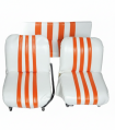 LOT DE 2 SIÈGES AVANT ET BANQUETTE ARRIÈRE EN SKAÏ BLANC ET ORANGE POUR MÉHARI
