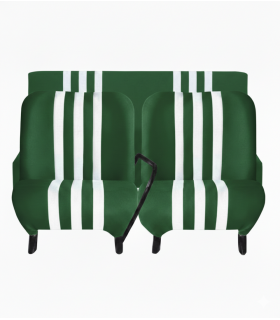 LOT DE 2 SIÈGES AVANT ET BANQUETTE ARRIÈRE EN SKAÏ VERT ET BLANC POUR MÉHARI