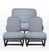 ENSEMBLE SIEGES AVANT + BANQUETTE ARR COMPLET ECOSSAIS SYMETRIQUE POUR 2CV