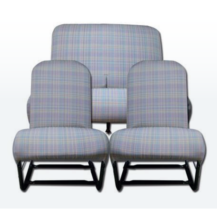 Ensemble sieges avant + banquette arr complet ecossais symetrique pour 2cv