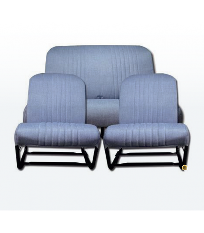 ENSEMBLE SIEGES AVANT + BANQUETTE ARR COMPLET JEANS CLAIR SYMETRIQUE POUR 2CV