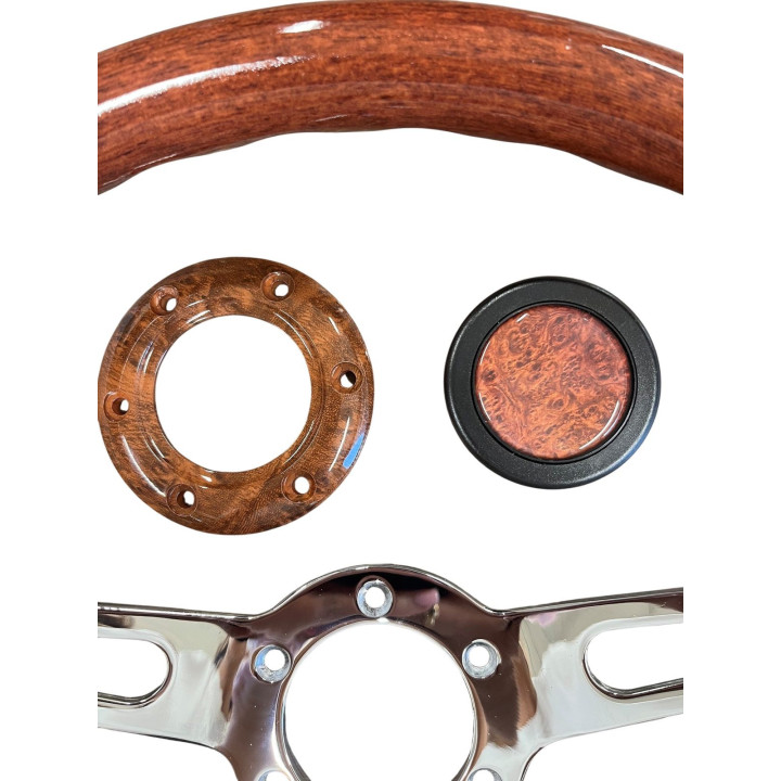 VOLANT BOIS DIAM 35 AVEC MOYEU ET VISSERIE